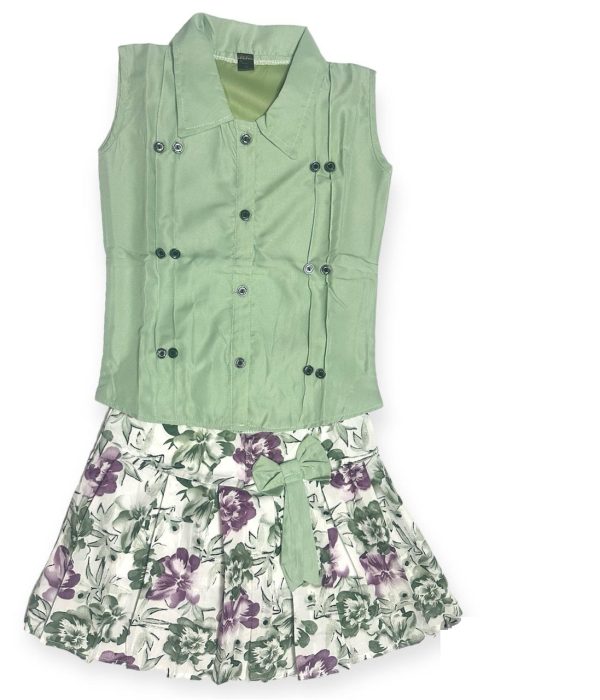 Green top flowral skirt