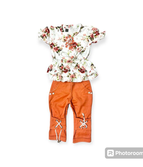 Orange Floral Top with Pant