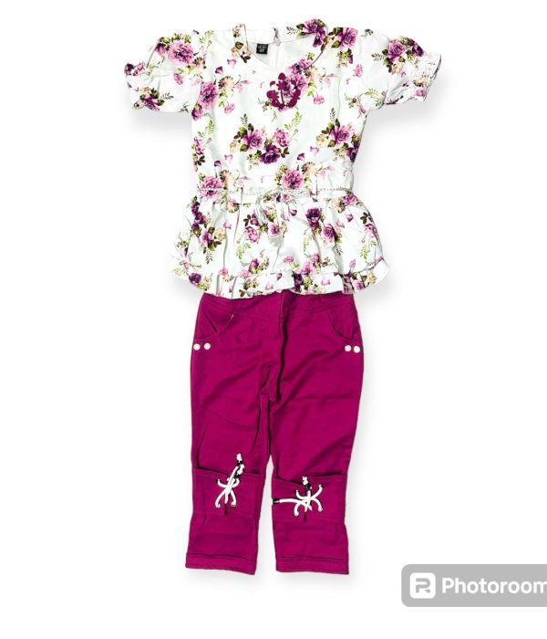 Pink Floral Top with Pant